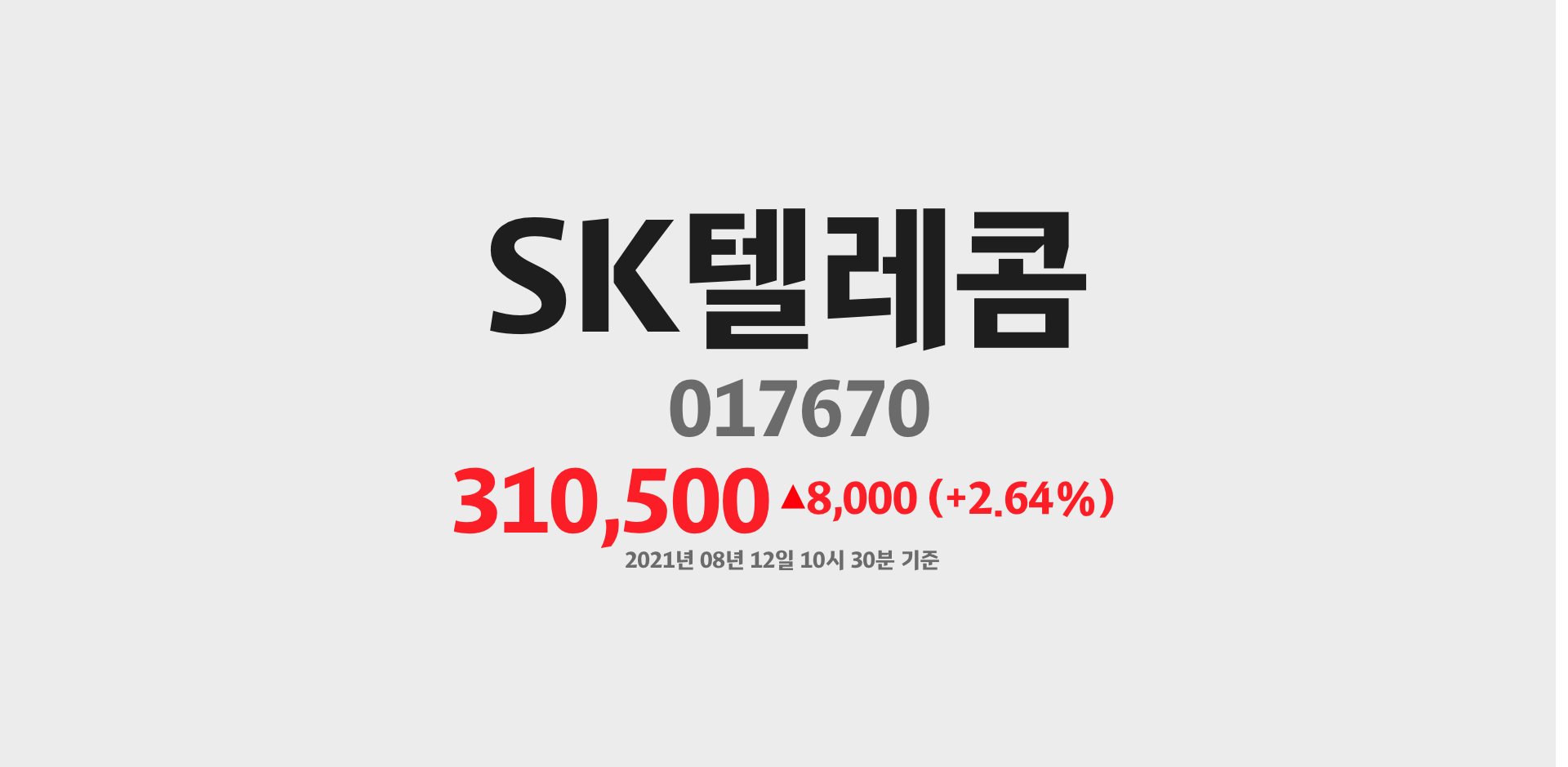 SK텔레콤 2021-08-12 10:30:40.380059기준 주가