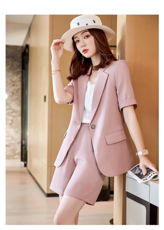 여성 여름 파스텔톤 반바지 정장 세트