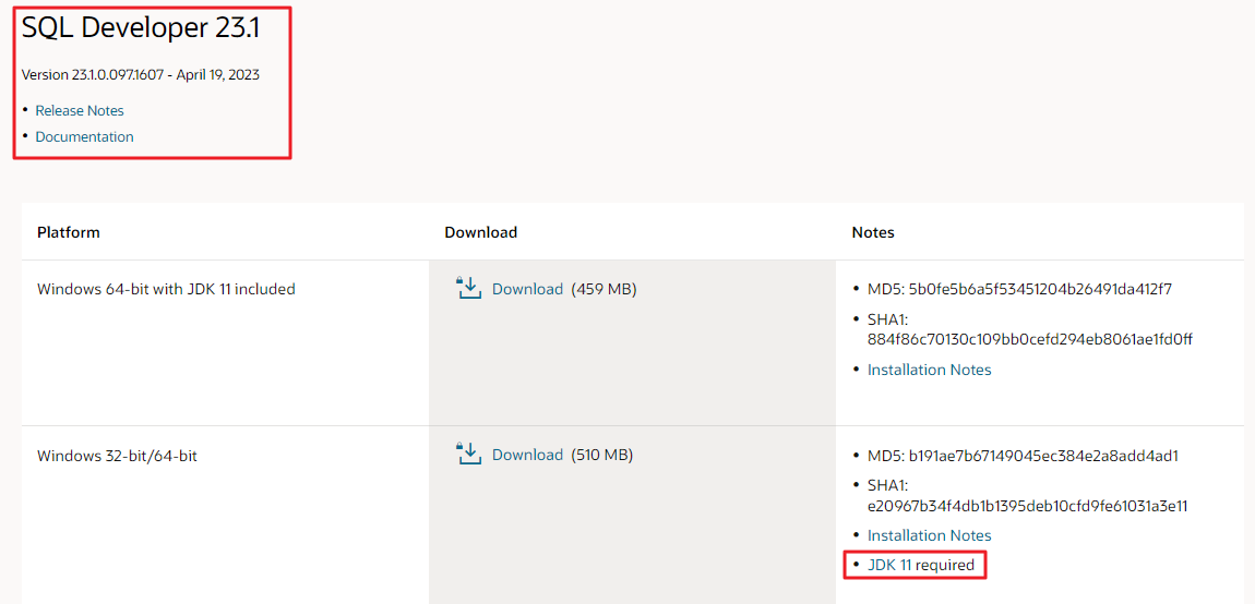 SQL Developer 23.1 버전은 JDK 11 필요