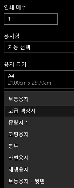프린트 두꺼운 용지 복사