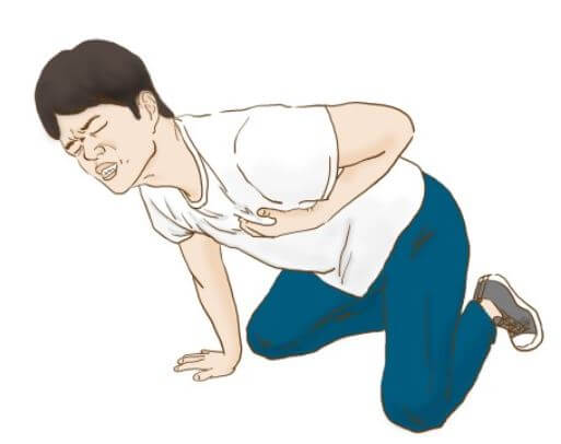 사람이 가슴을 잡고 주저 앉아있는 그림