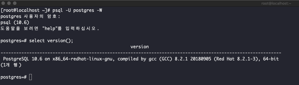 8. PostgreSQL 접근 확인