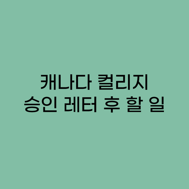  story 18. 캐나다 컬리지 합격 후 할 일 체크하기