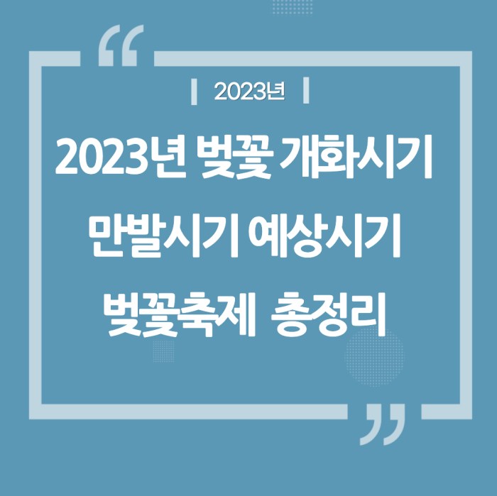 2023년 벚꽃 개화시기 만발시기 예상시기 벚꽃축제 일정 알아보기