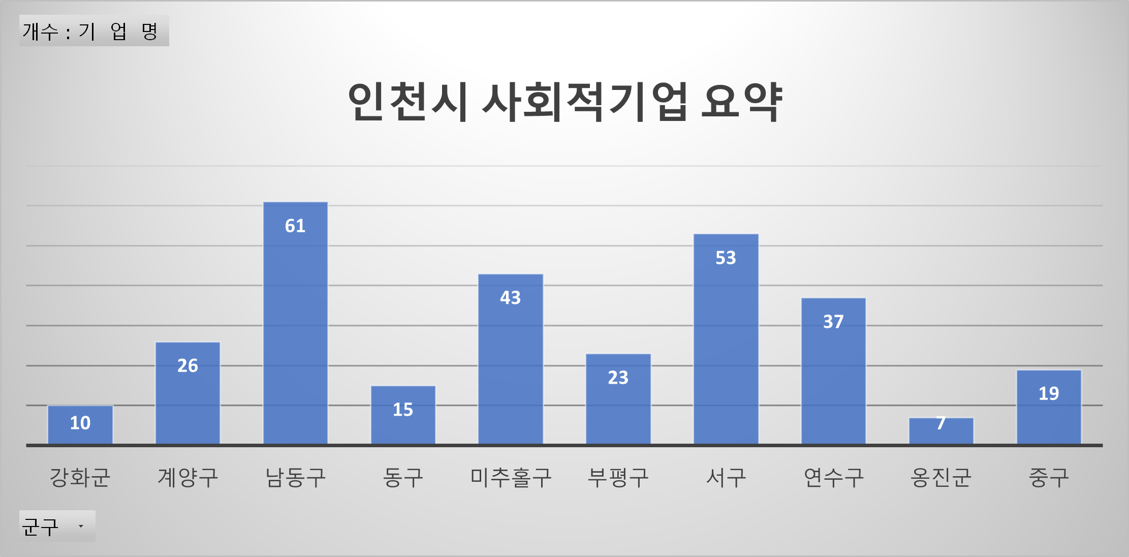 인천시 사회적기업 그래프