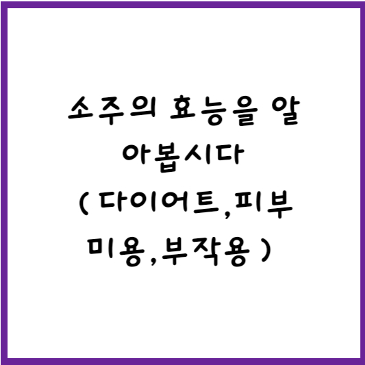  소주의 효능 알아봅시다(다이어트,피부미용,부작용)