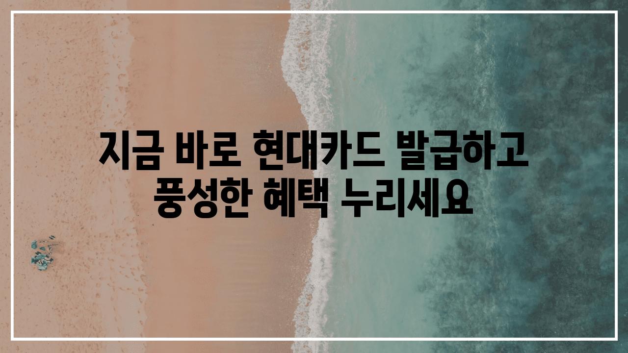 지금 바로 현대카드 발급하고 풍성한 혜택 누리세요