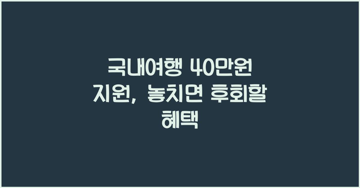 국내여행 40만원 지원