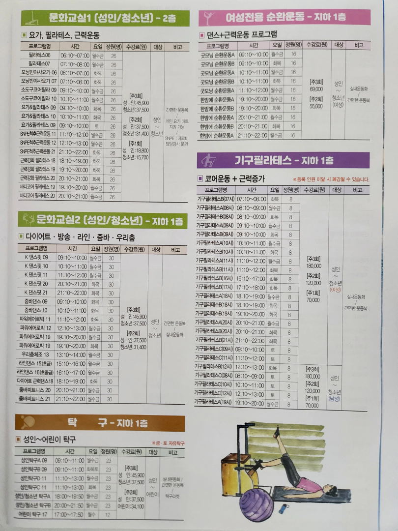 별내커뮤니티센터강습프로그램정보