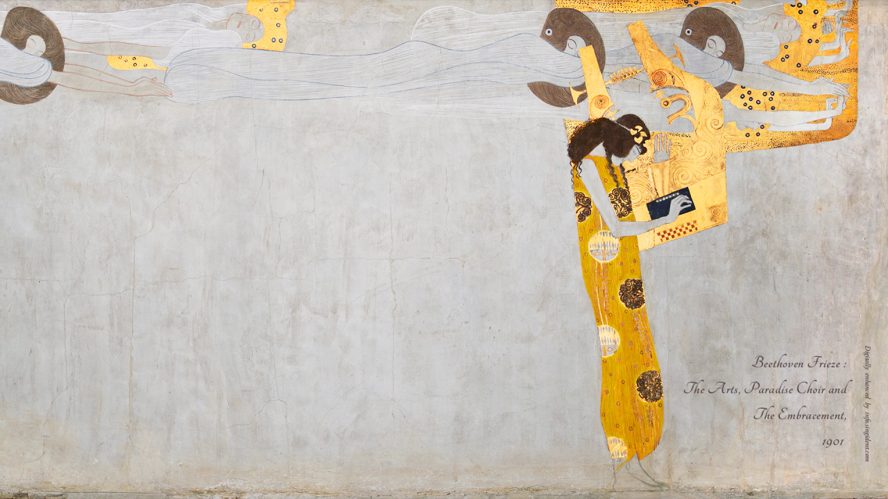 03 베토벤 프리즈&#44; 시에서 평안을 찾다 C - Gustav Klimt 클림트배경화면