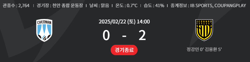 전남드래곤즈vs천안시티fc