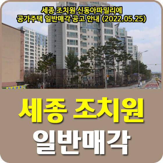  세종 조치원 신동아파밀리에 공가주택 일반매각 공고 안내 (2022.05.25)
