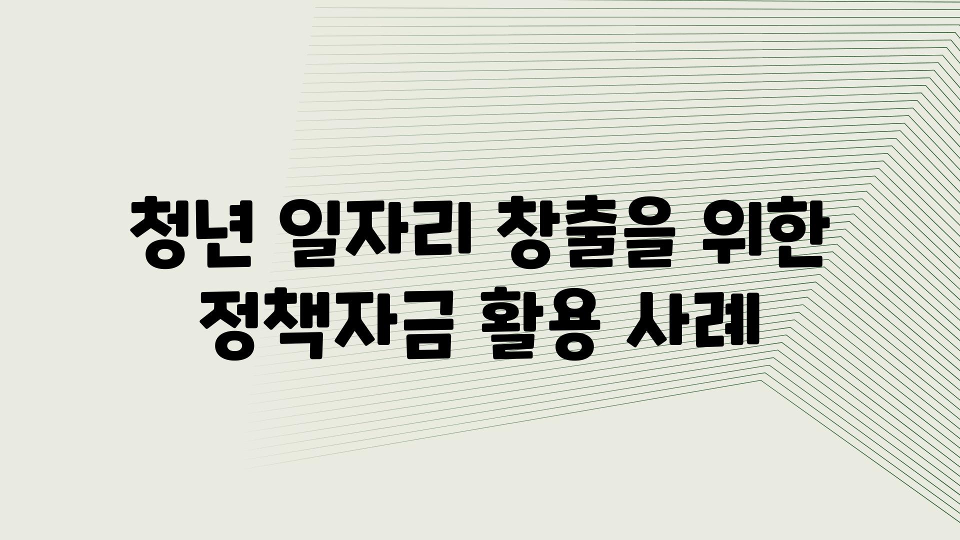 청년 일자리 창출을 위한 정책자금 활용 사례