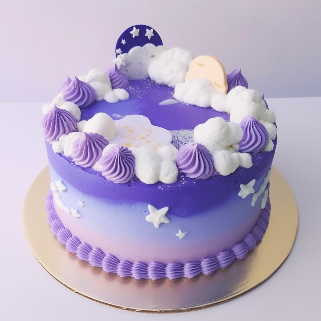 보라색 배경의 케이크1