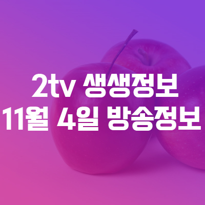  2TV 저녁 생생정보 오늘방송 11월 4일 맛집 정리