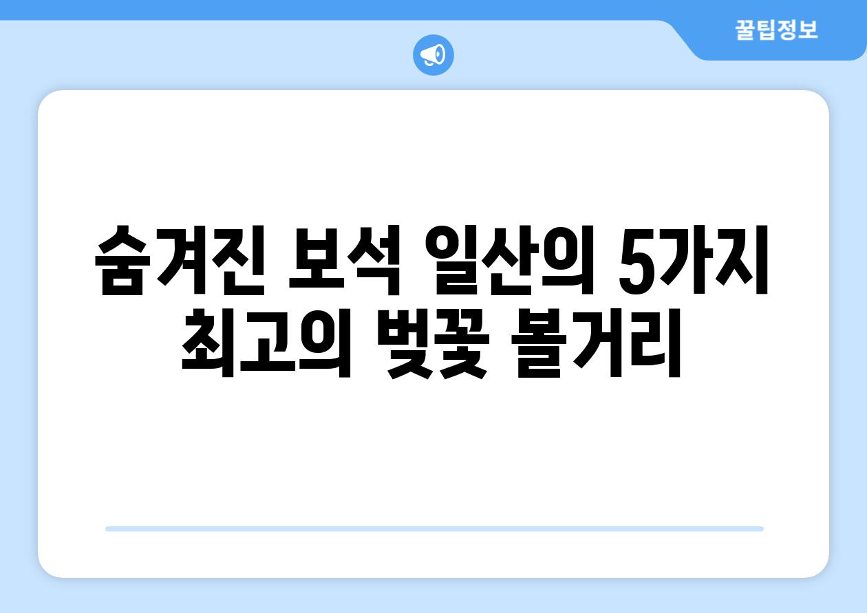 숨겨진 보석 일산의 5가지 최고의 벚꽃 볼거리