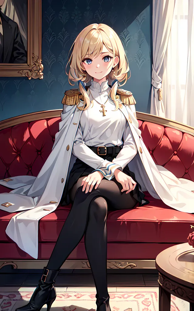 AI 2D Anime 럭셔리 파티 드레스 왕실 룩북 이미지. 앉은 자세
