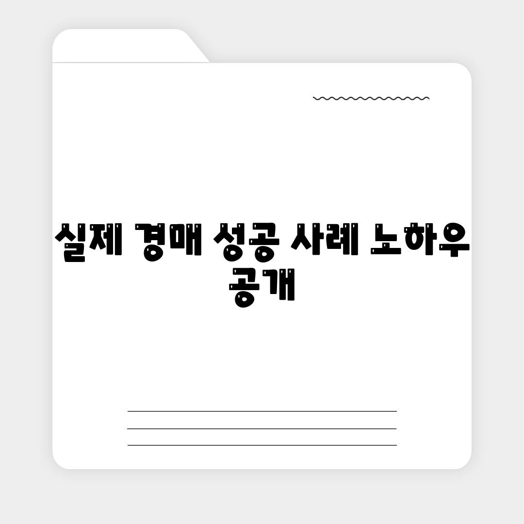 실제 경매 성공 사례 노하우 공개