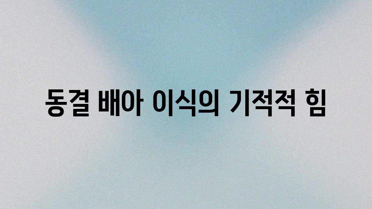 동결 배아 이식의 기적적 힘