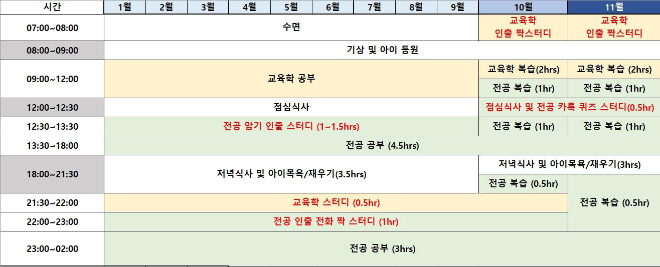 공부스케쥴