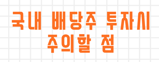  국내 주식 배당주 투자할시 주의해야 할 점 알아보기