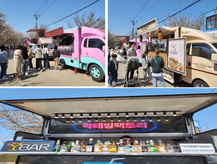 계양천 벚꽃 축제에 온 푸드트럭 입니다