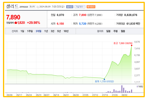 셀리드 주가