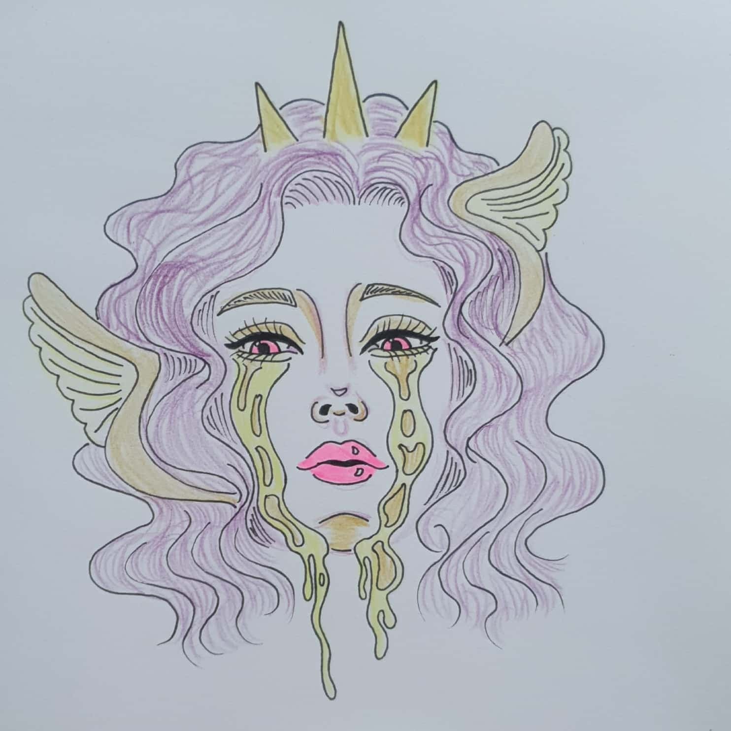 Golden Tears 황금빛 눈물 / 일러스트 그림 드로잉 / 추상화 그리기