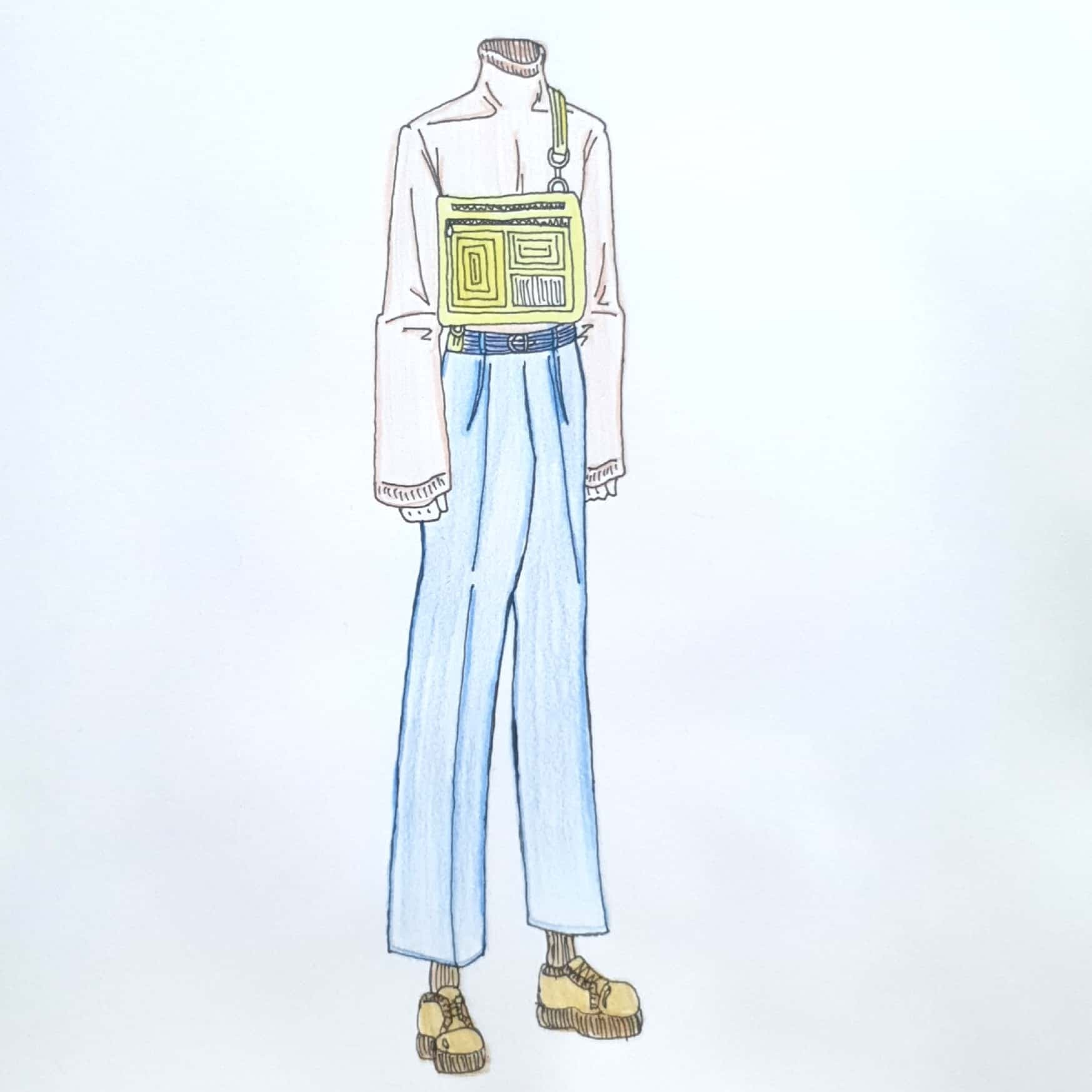  Yellow Bag 노란 가방 / 일러스트 그림 드로잉 / 옷 그리기