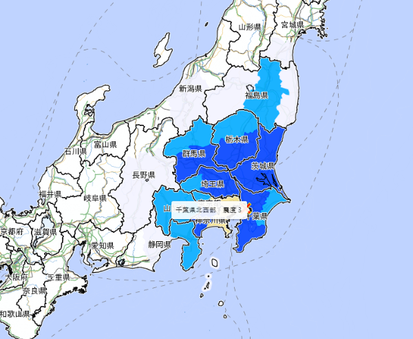 일본-도쿄-규모-4.8-지진-강진-발생-2024년-1월28일-일요일-일본기상청-지진진원-위치-진도-분포도