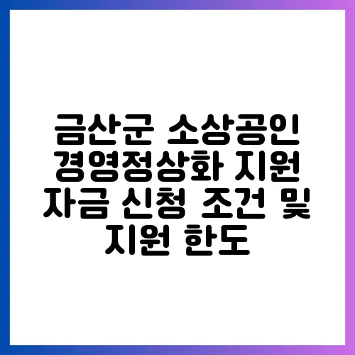 금산군 소상공인 경영정상화 지원 자금 신청 조건 및 지원 한도