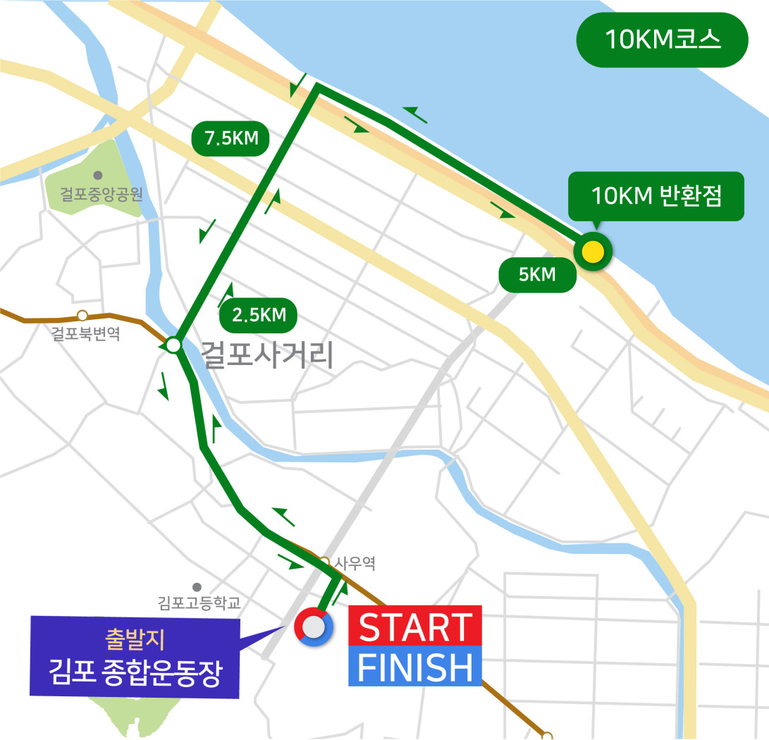 김포한강마라톤 10km 코스맵