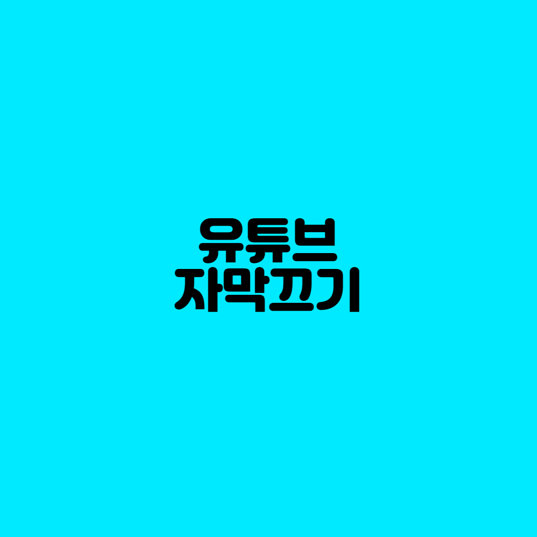  유튜브 자막 끄기
