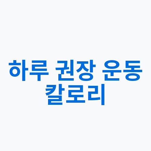 하루 권장 운동 칼로리