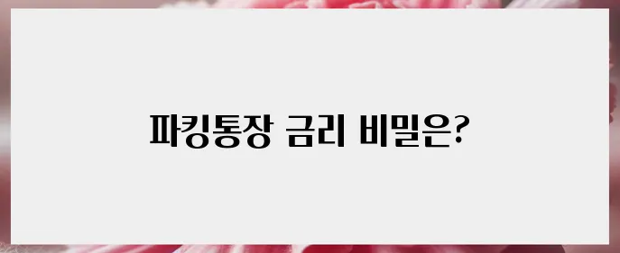 지금 알고픈 파킹통장 금리 비교 마스터하기