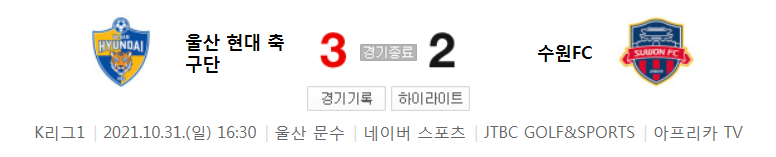  K리그1 ~ 21시즌 - 울산 VS 수원FC (34라운드 경기 하이라이트)
