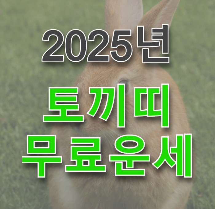 토끼사진에 2025년 토끼띠 무료운세 문구