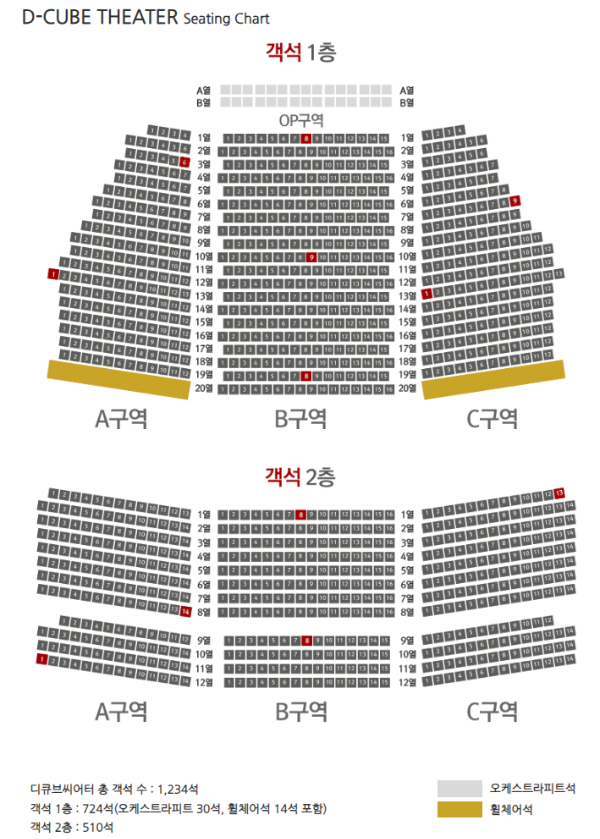 디큐브링크아트센터 - 좌석 배치도 및 시야, 가는 방법, 주차 정보, 맛집 - 디큐브 링크아트센터 시설 소개 - 디큐브 링크아트센터 좌석 정보 - 디큐브 링크아트센터 좌석 배치도 디큐브 링크아트센터 좌석배치도