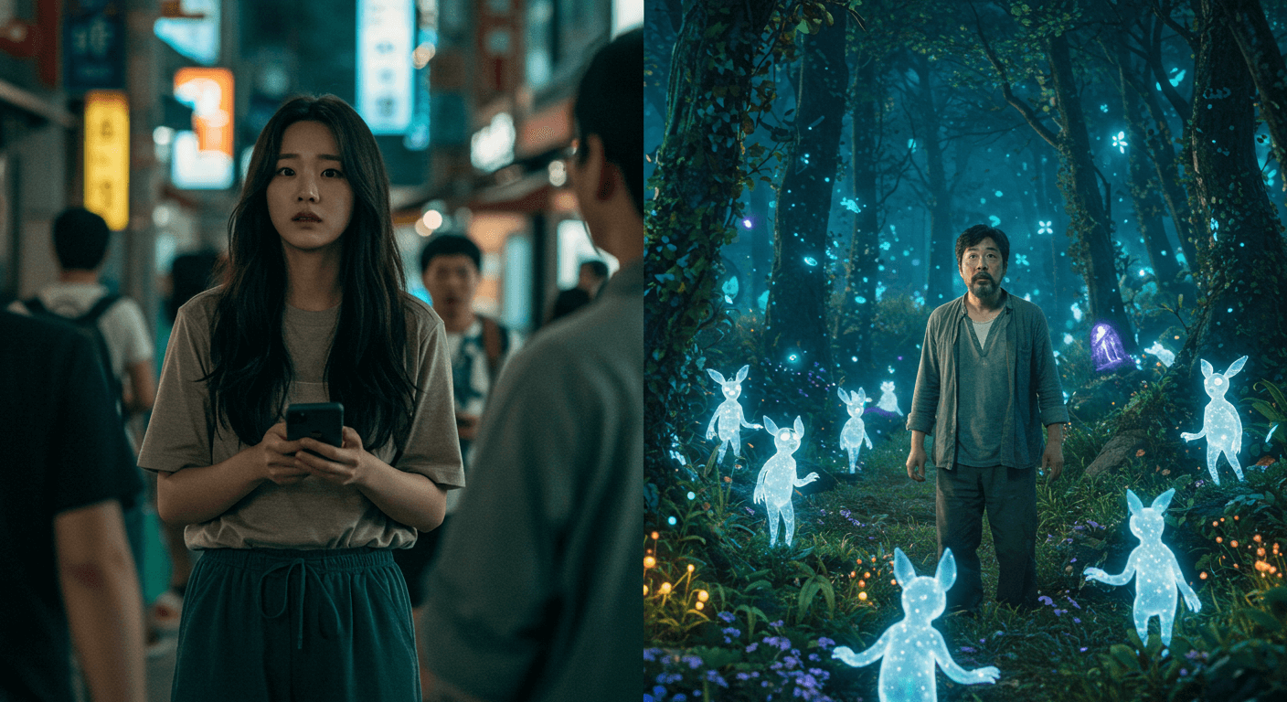 핸드폰을들고있는-긴머리여성의모습-남성의모습