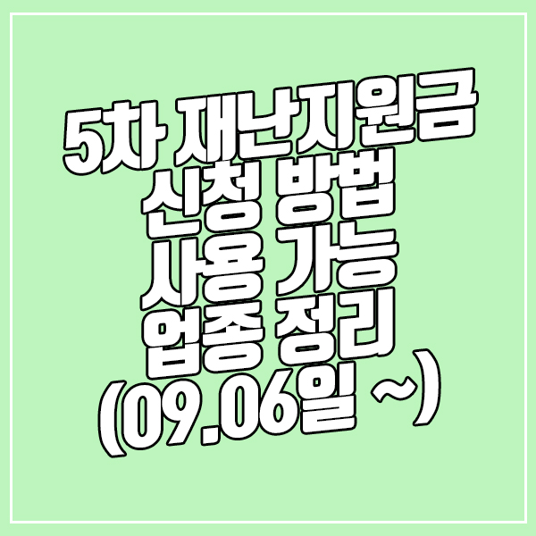  5차 재난지원금 신청 방법과 사용 가능 업종 정리 (9월 6일 ~ )