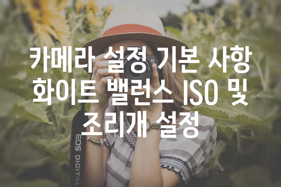 카메라 설정 기본 사항 화이트 밸런스 ISO 및 조리개 설정