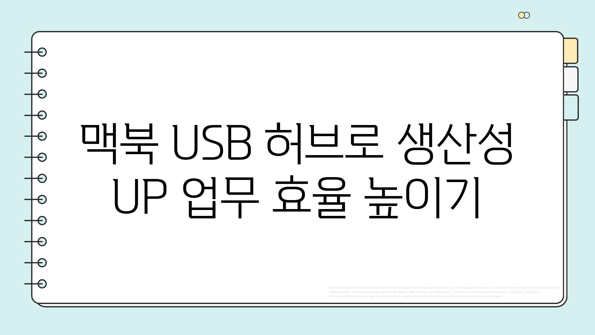 맥북 USB 허브로 생산성 UP 업무 효율 높이기