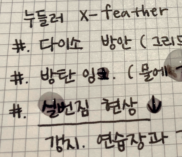 누들러-엑스페더-블랙-잉크-실번짐현상
