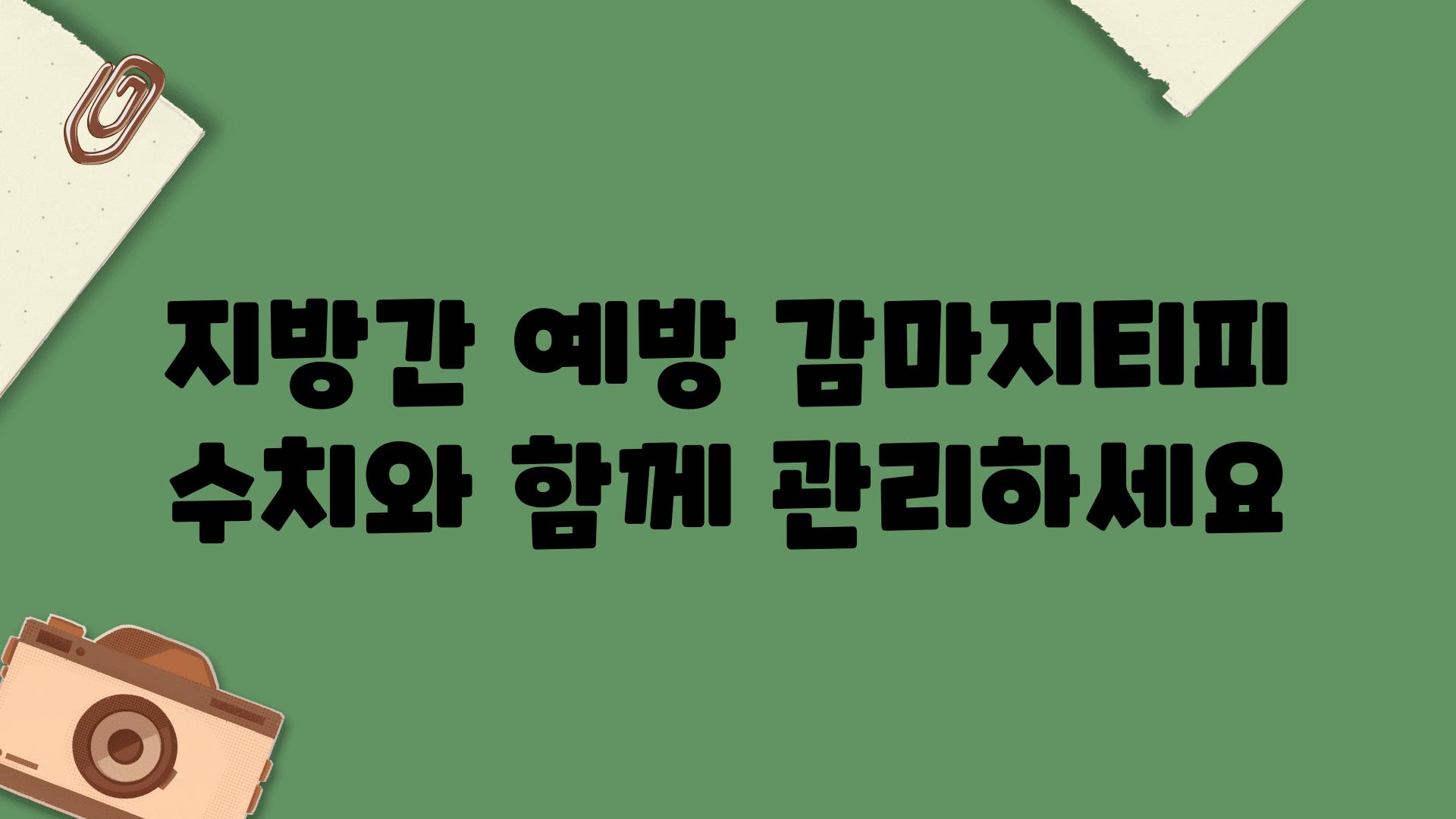 지방간 예방 감마지티피 수치와 함께 관리하세요