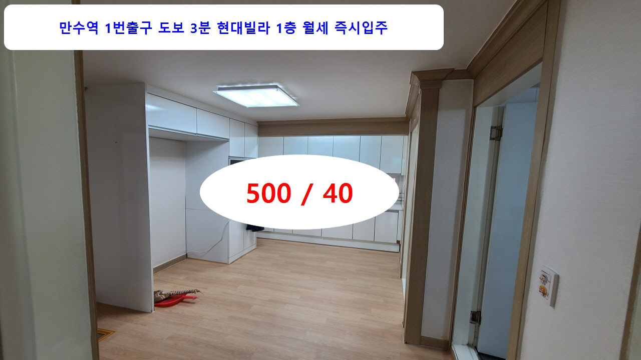  올수리 즉시입주 현대빌라 1층 월세 만수동 교통이 가장 좋은 곳 방3 남향 500/40