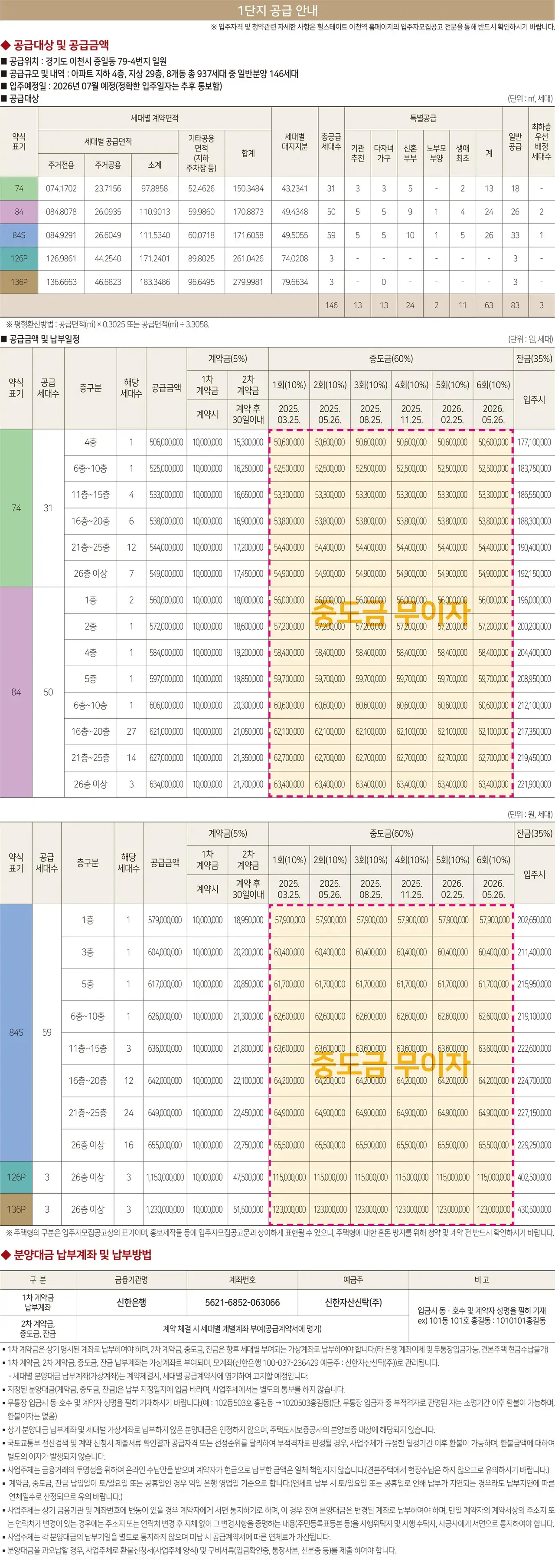 힐스테이트이천역1단지, 2단지아파트 단지, 동호수배치도, 세대평면도, 입주자모집공고 등 분양안내