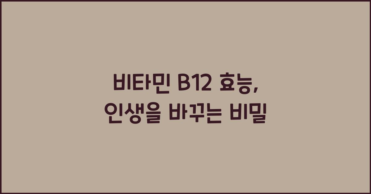 비타민 B12 효능