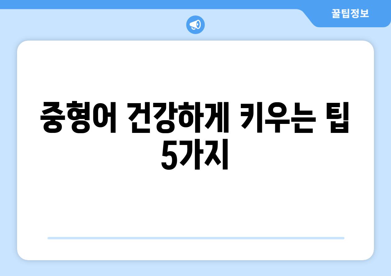 중형어, 건강하게 키우는 팁 5가지