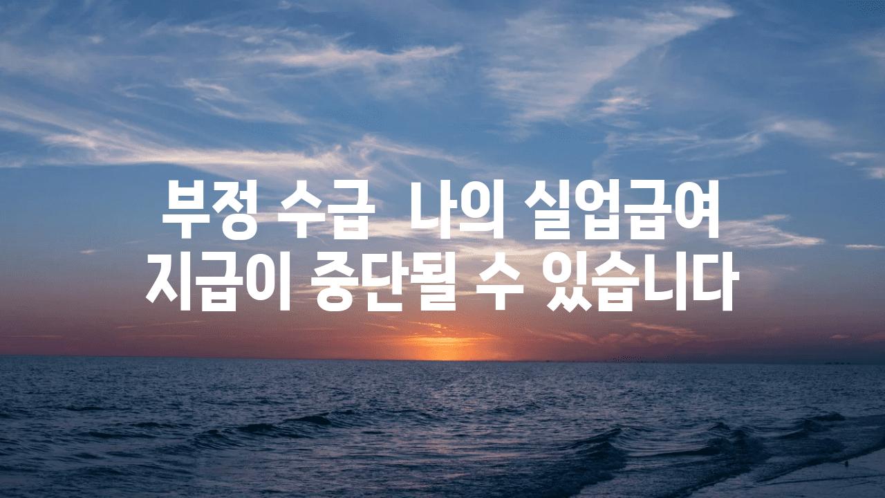 부정 수급  나의 실업급여 지급이 중단될 수 있습니다