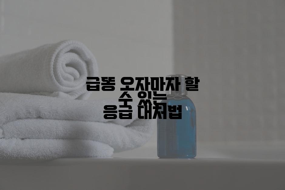 급똥 오자마자 할 수 있는 응급 대처법